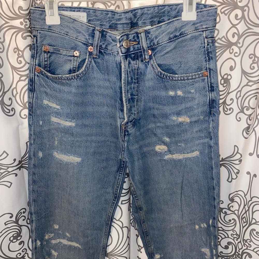 Zara distressed cropped cuffed jeans - Picture 2 of 6